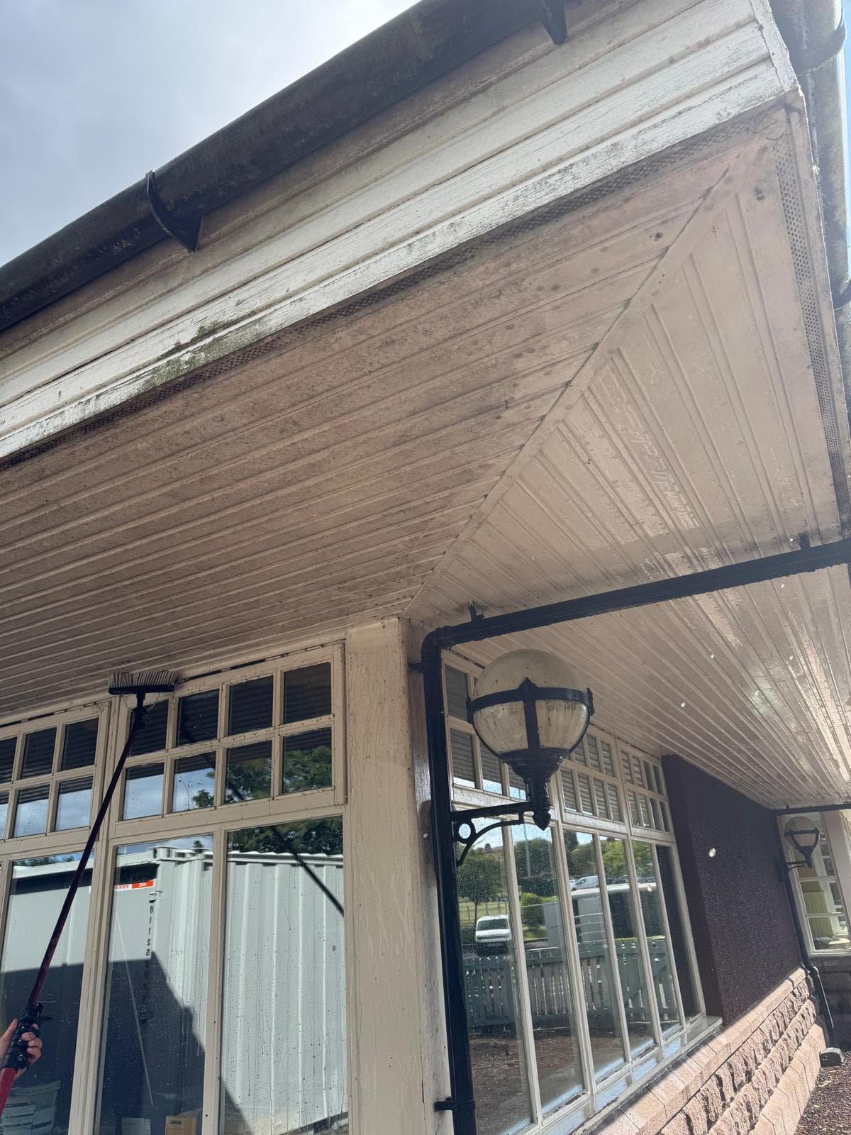 Soffit before clean – heavy algae staining