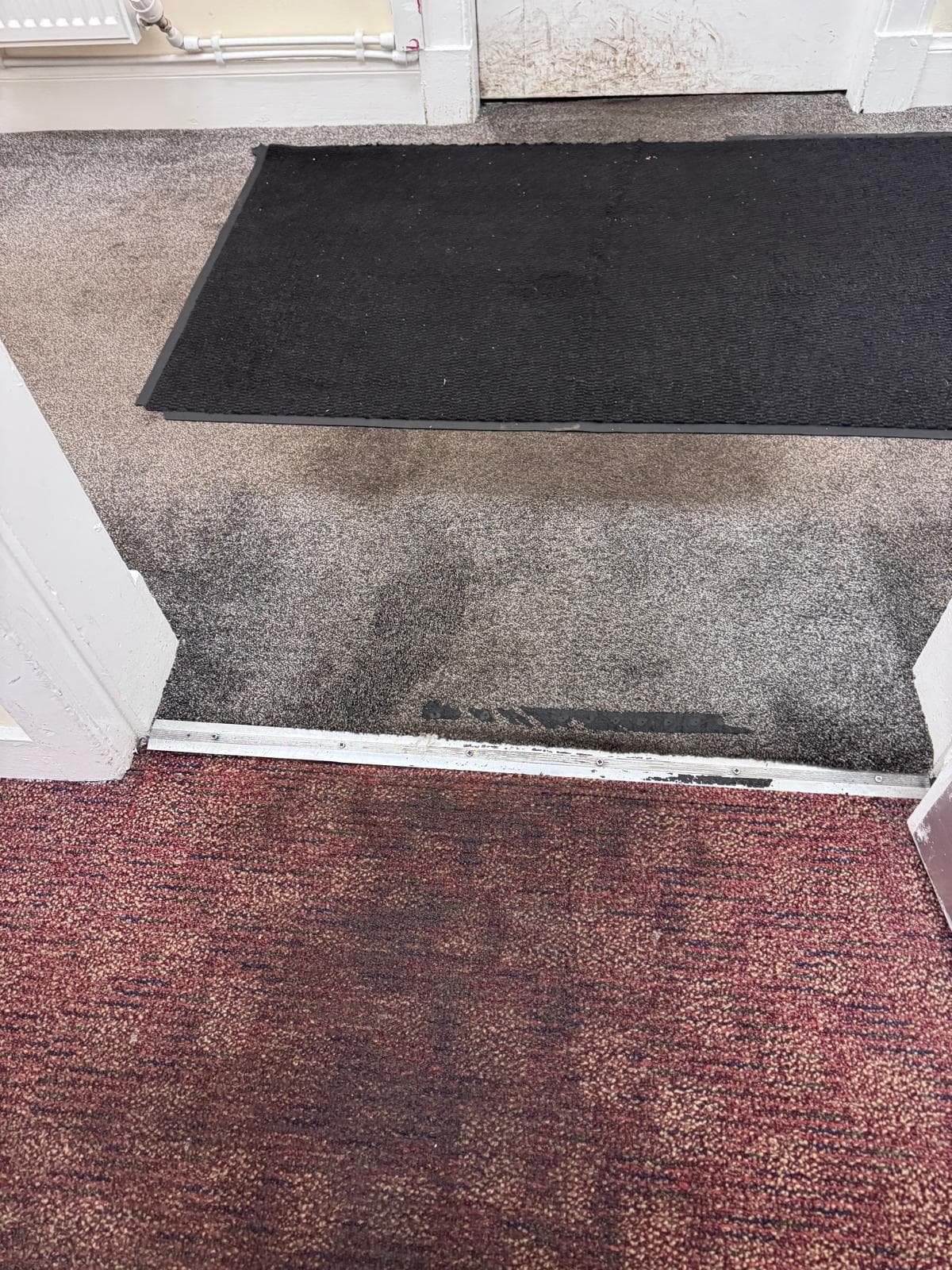 Corridor carpet before clean