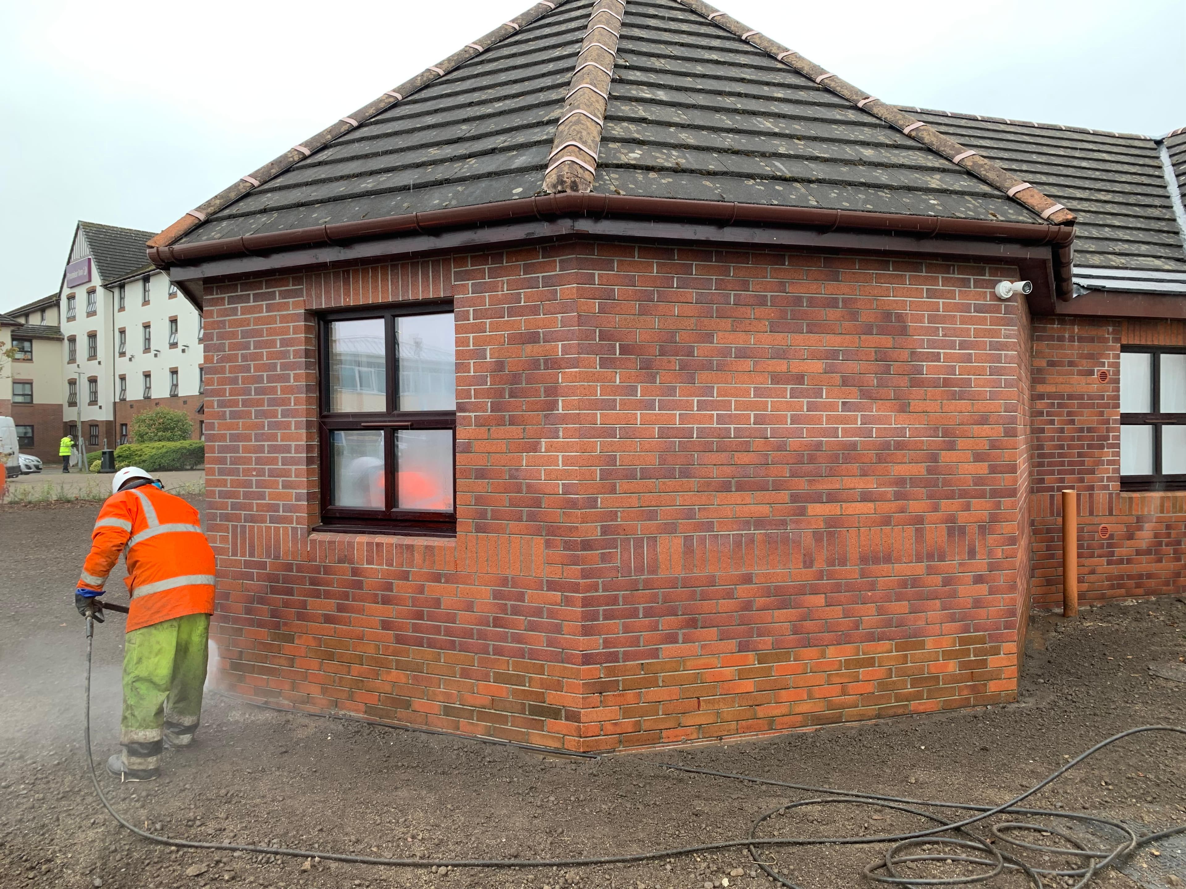 White render elevation post-clean