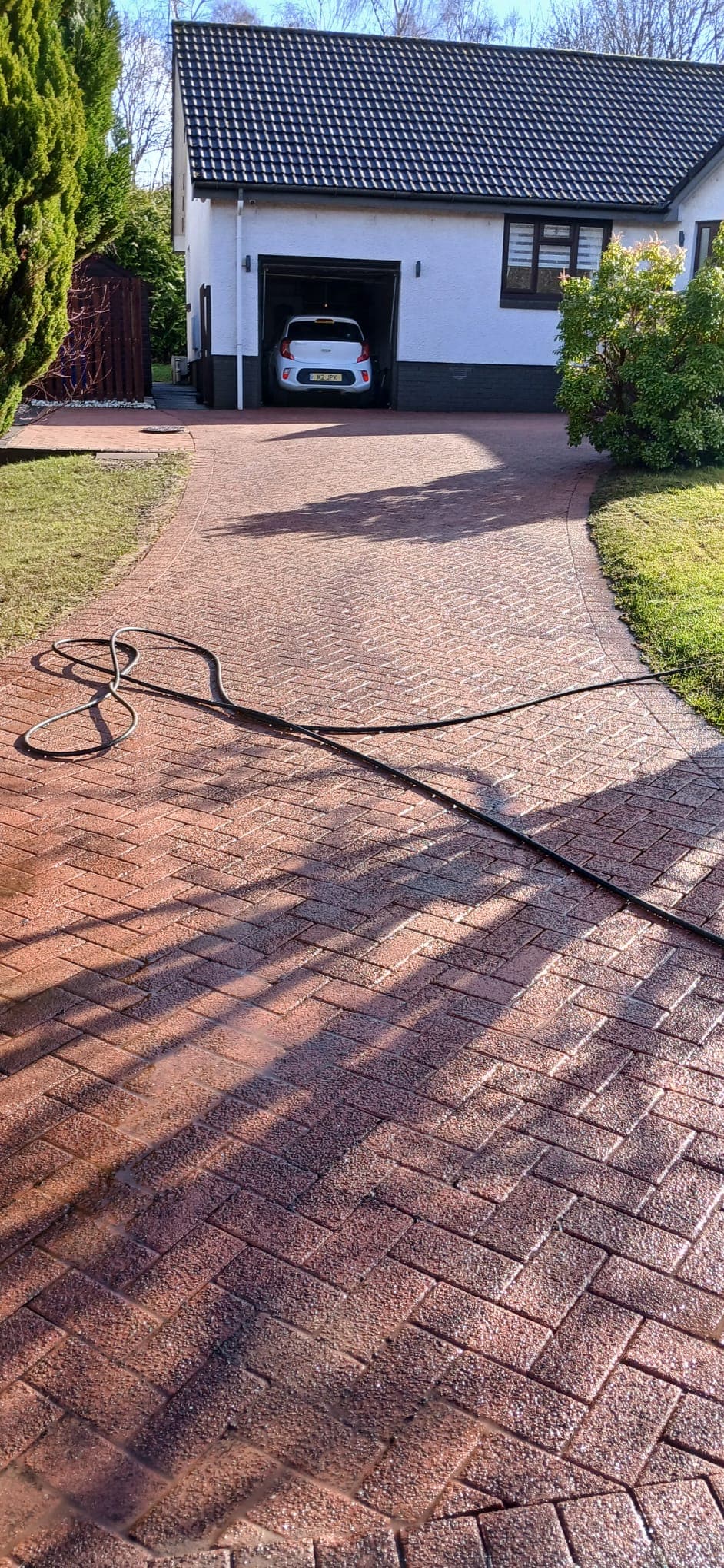 Red brick risers revealed after clean