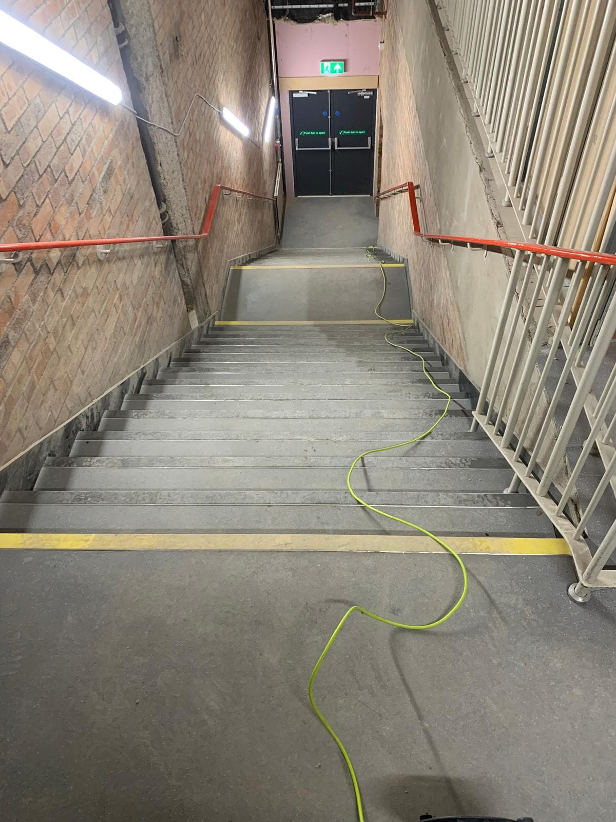 Stairwell during deep clean