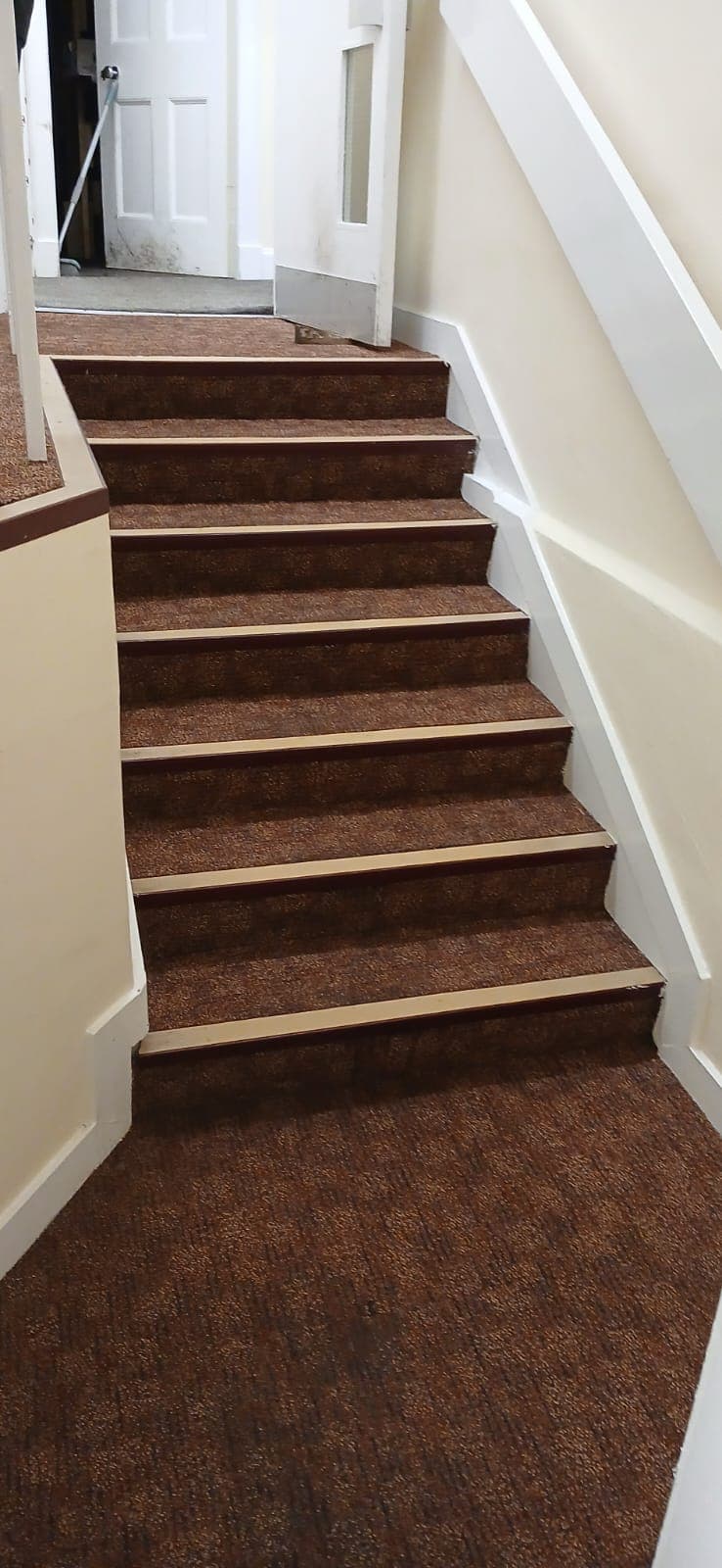 Corridor carpet after first pass