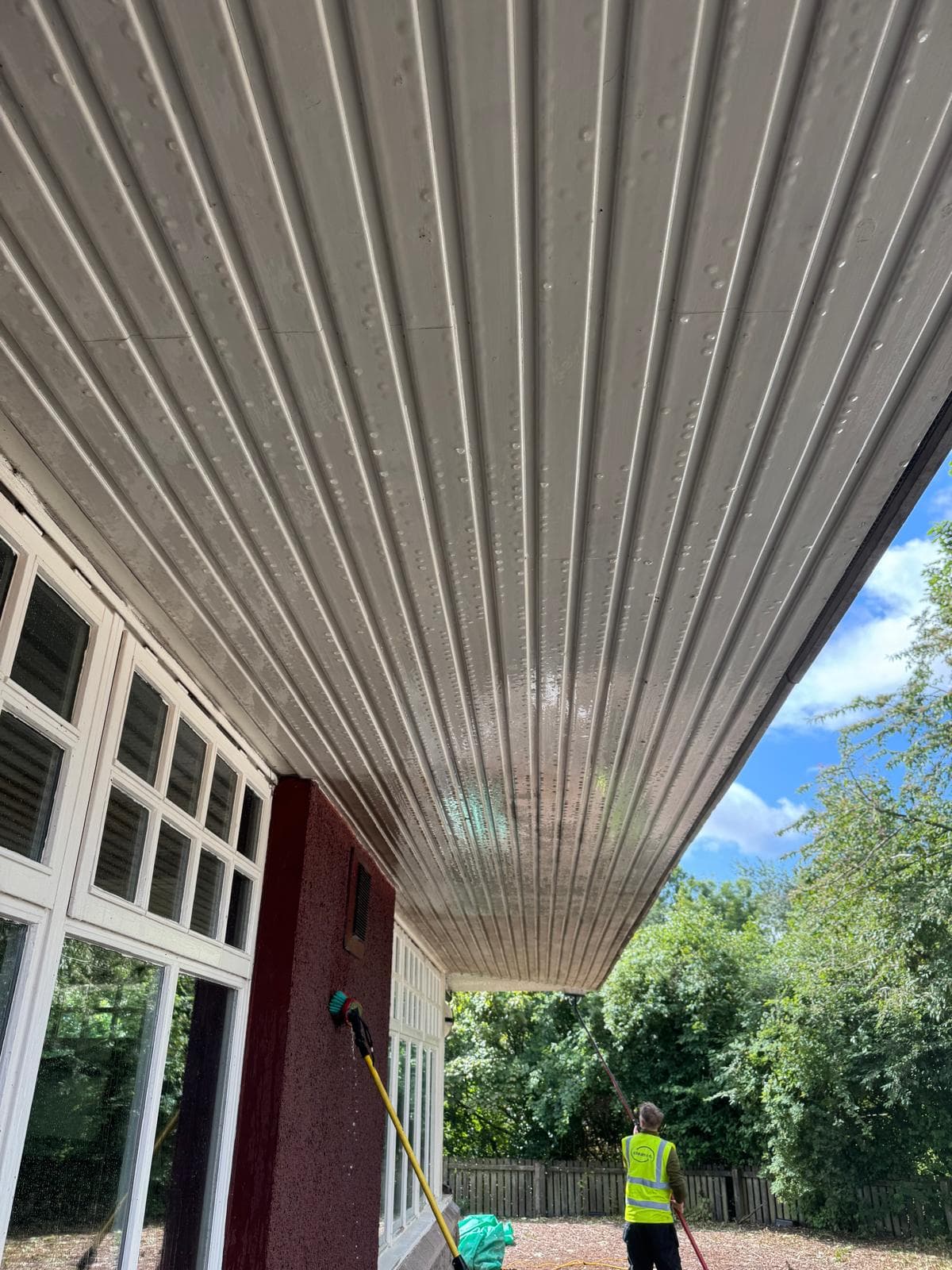 Brightened soffit after wash