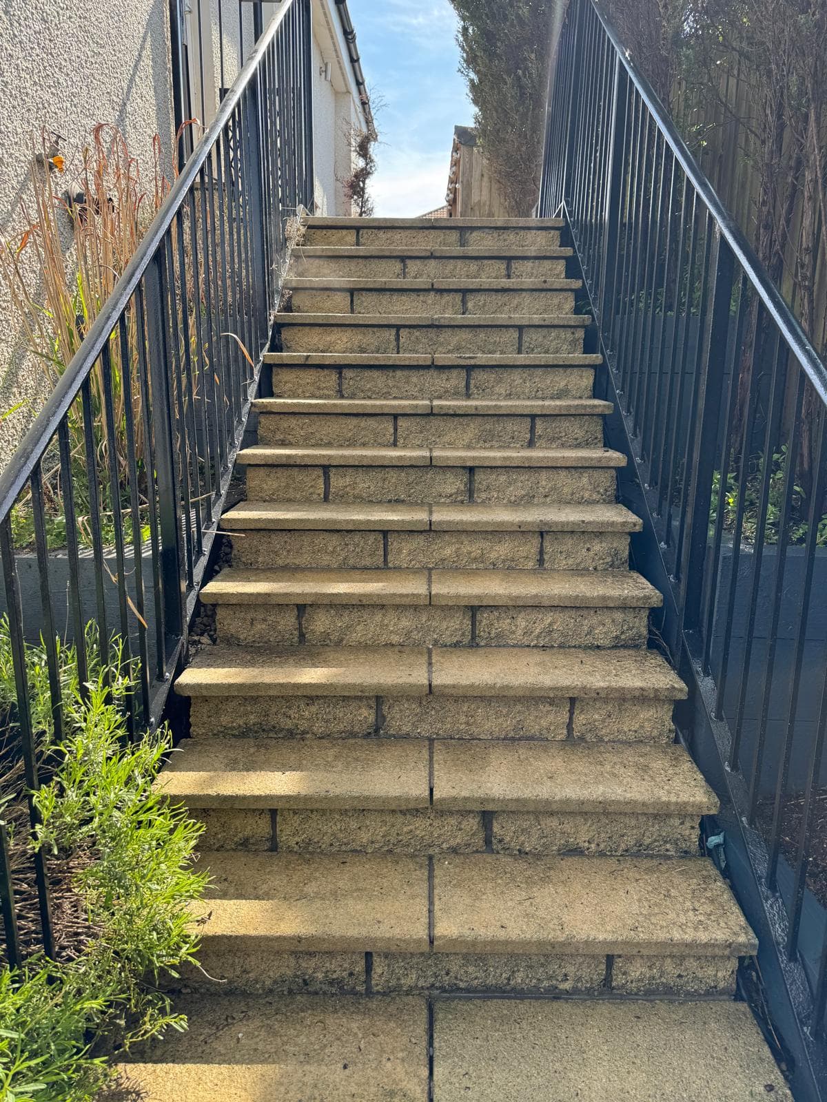 Stone steps brightened after clean