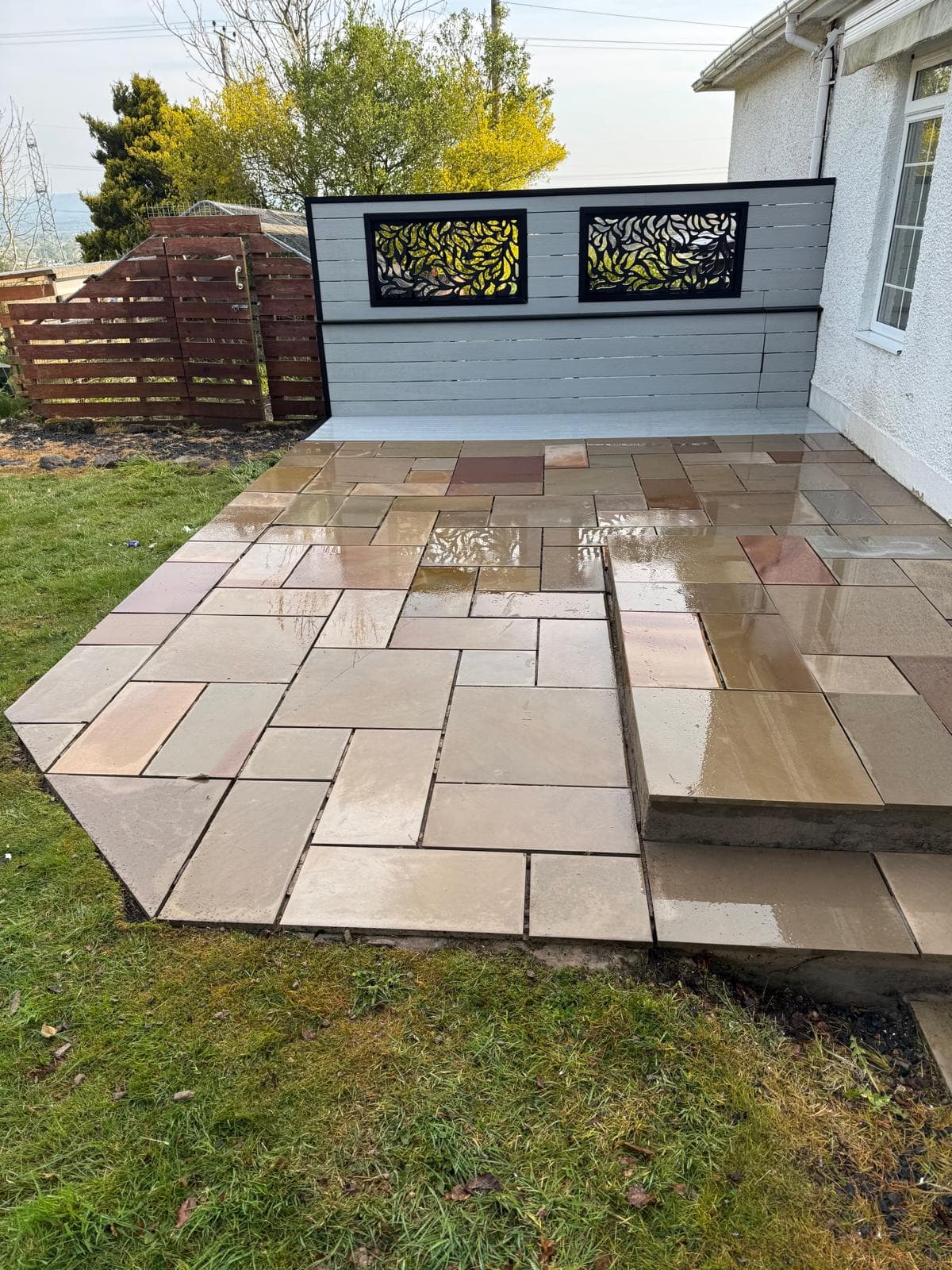 Indian sandstone patio mid-clean