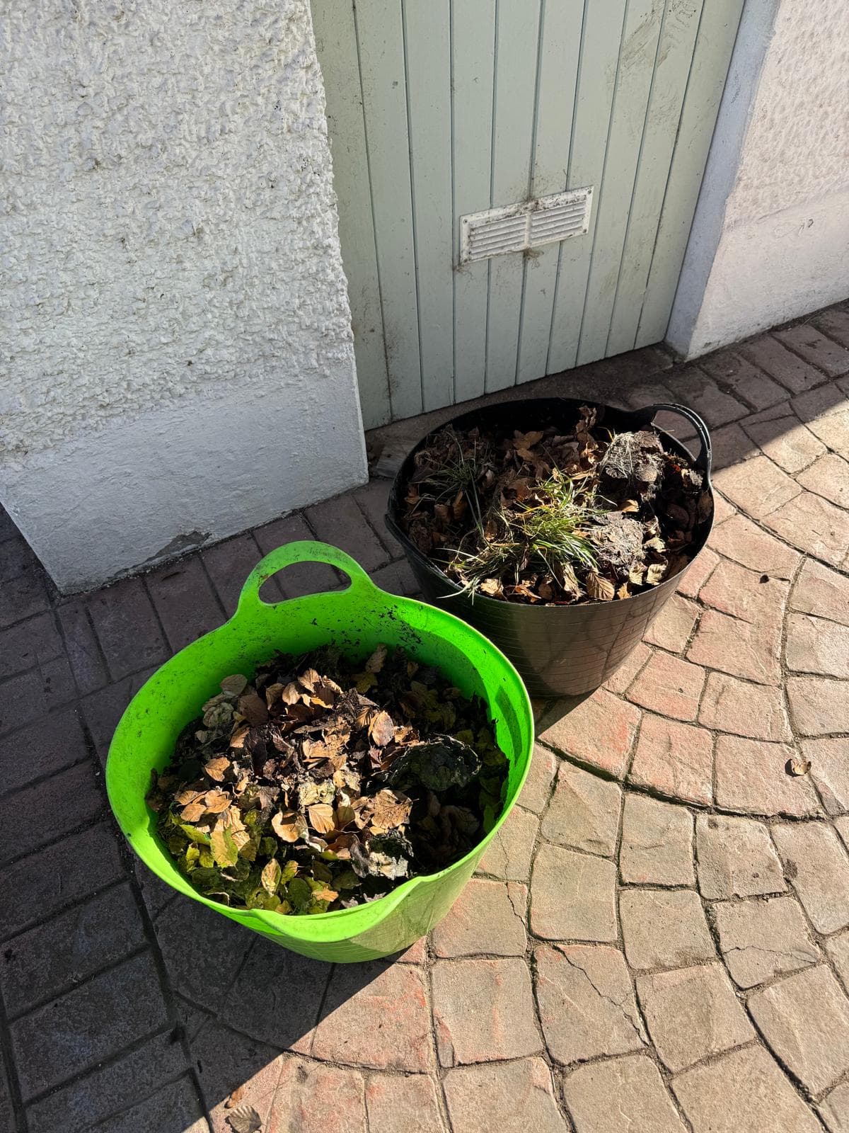 Gutter clearing in progress