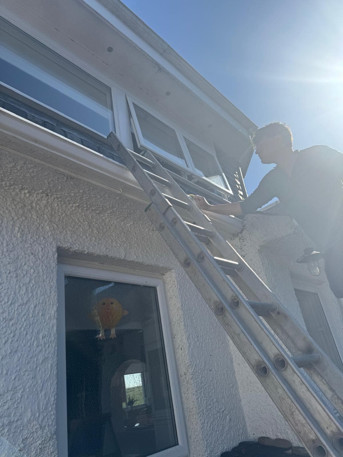 Slate roof gutter after clean