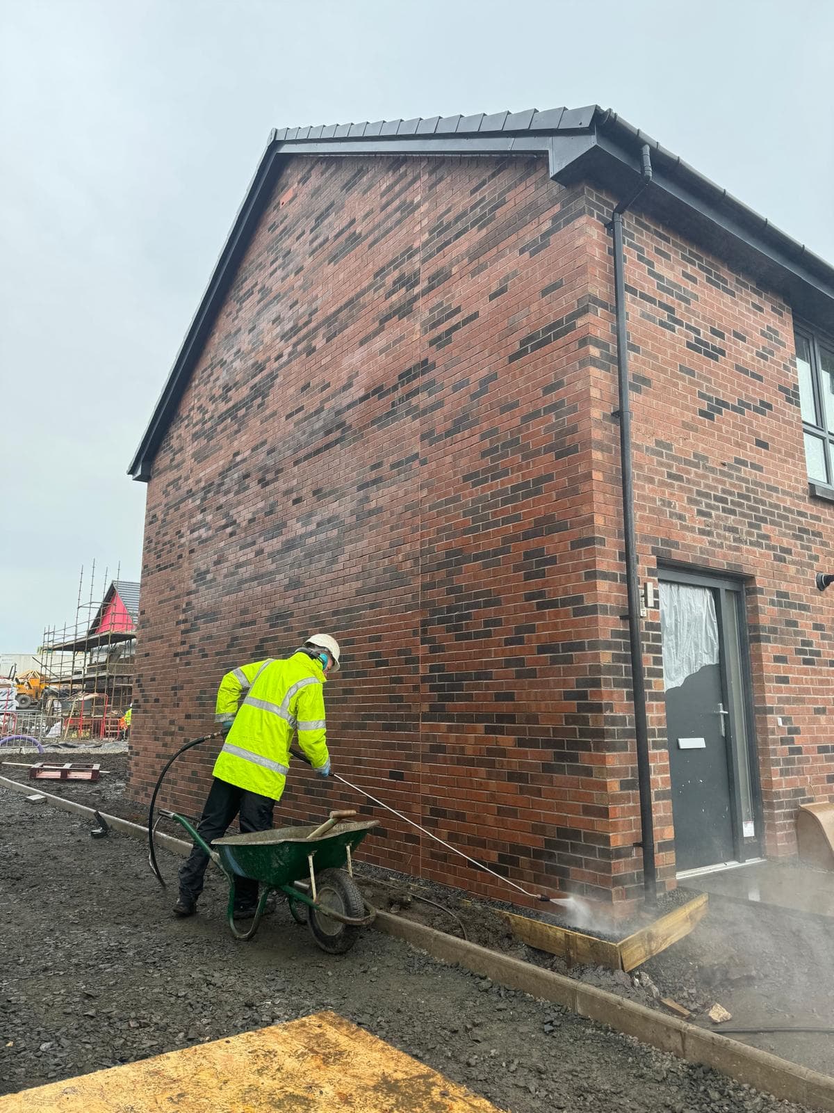 Buff sandstone-effect brick after clean