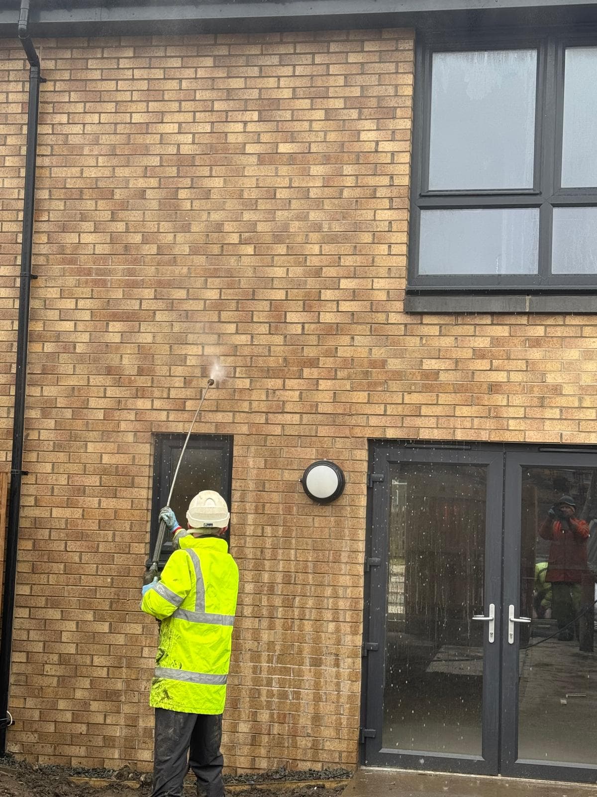 Cleaned brick elevation with crisp joints