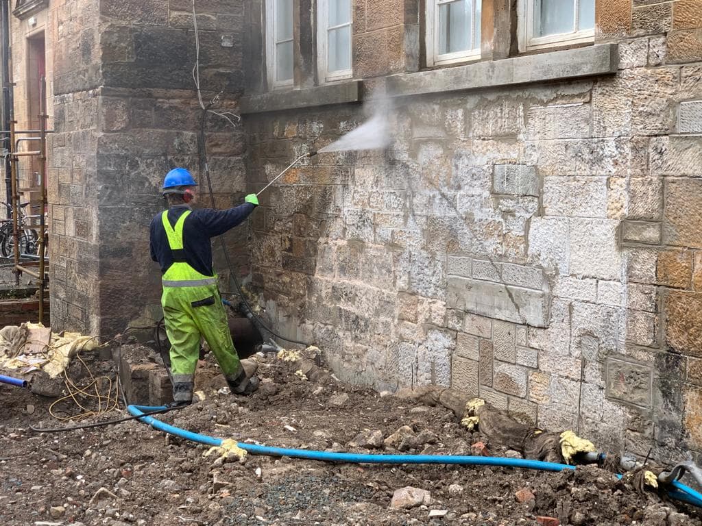 Power washing driveway