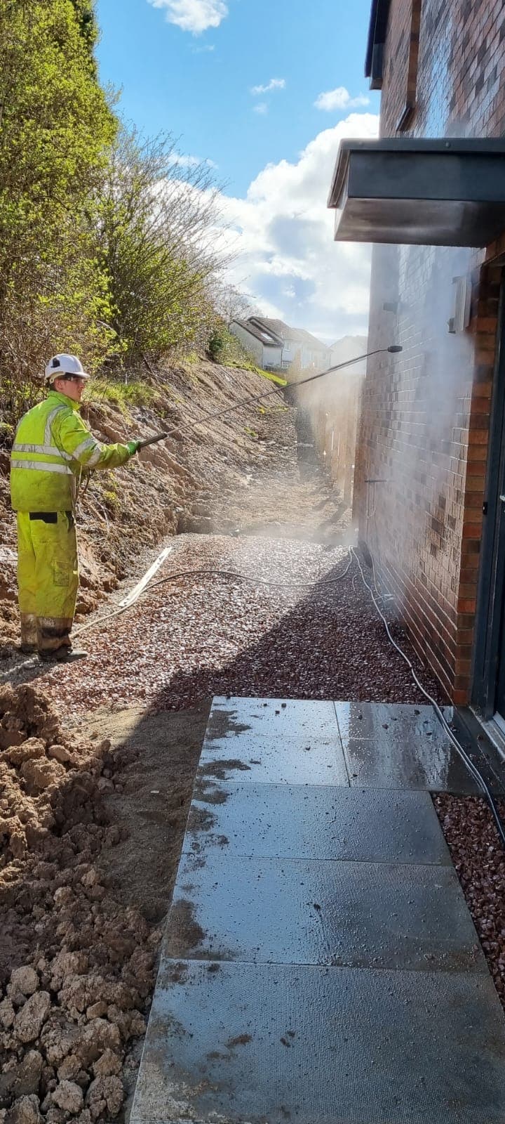 Power washing in progress